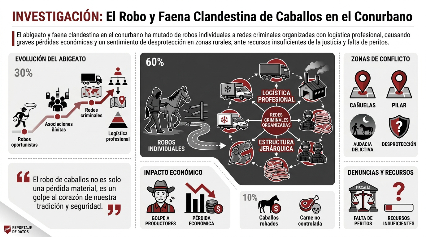 Operativo contra la faena clandestina de caballos en el conurbano bonaerense