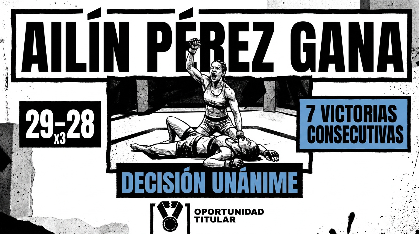 Ailín Pérez celebrando su victoria por decisión unánime en el UFC Apex