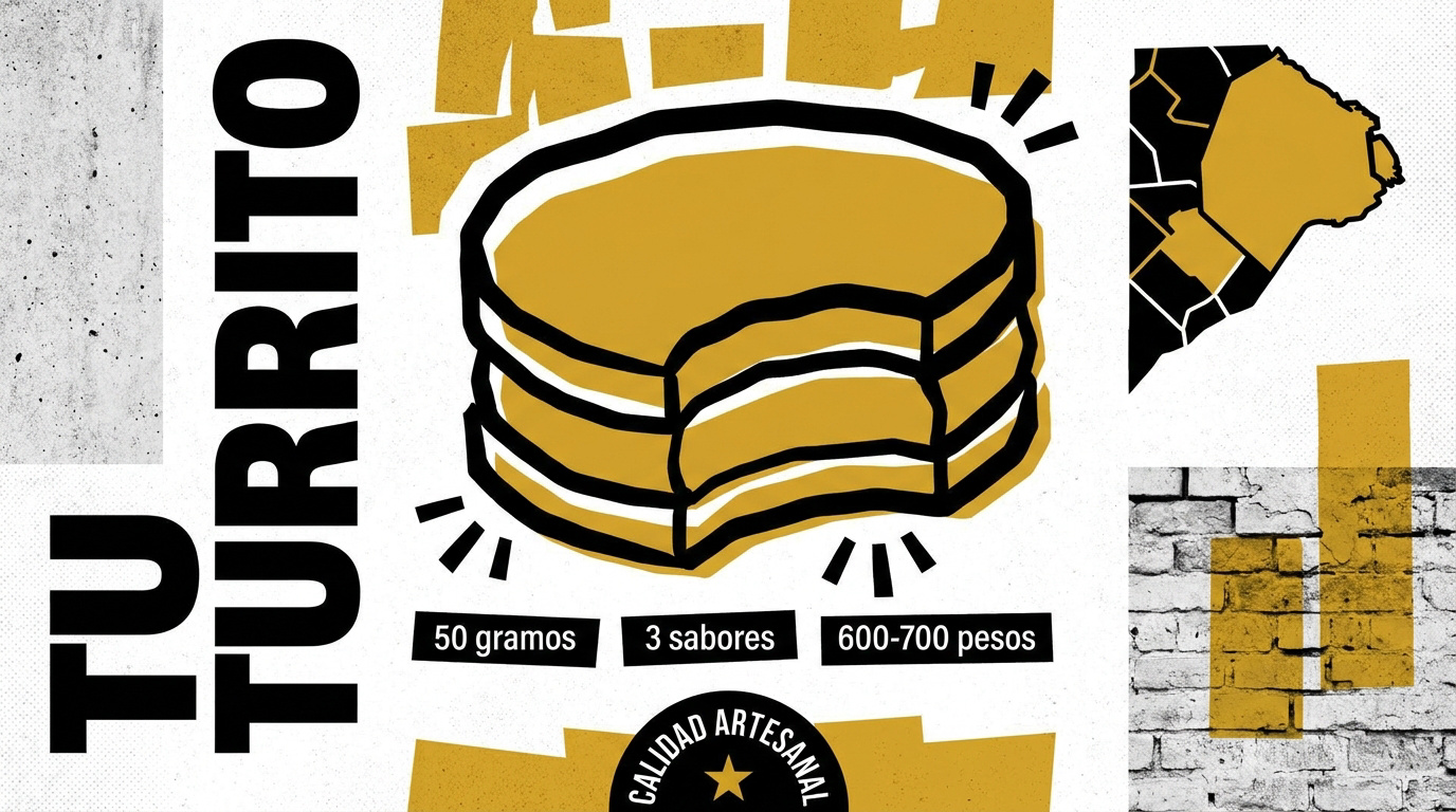Alfajor Tu Turrito con estética urbana de Merlo