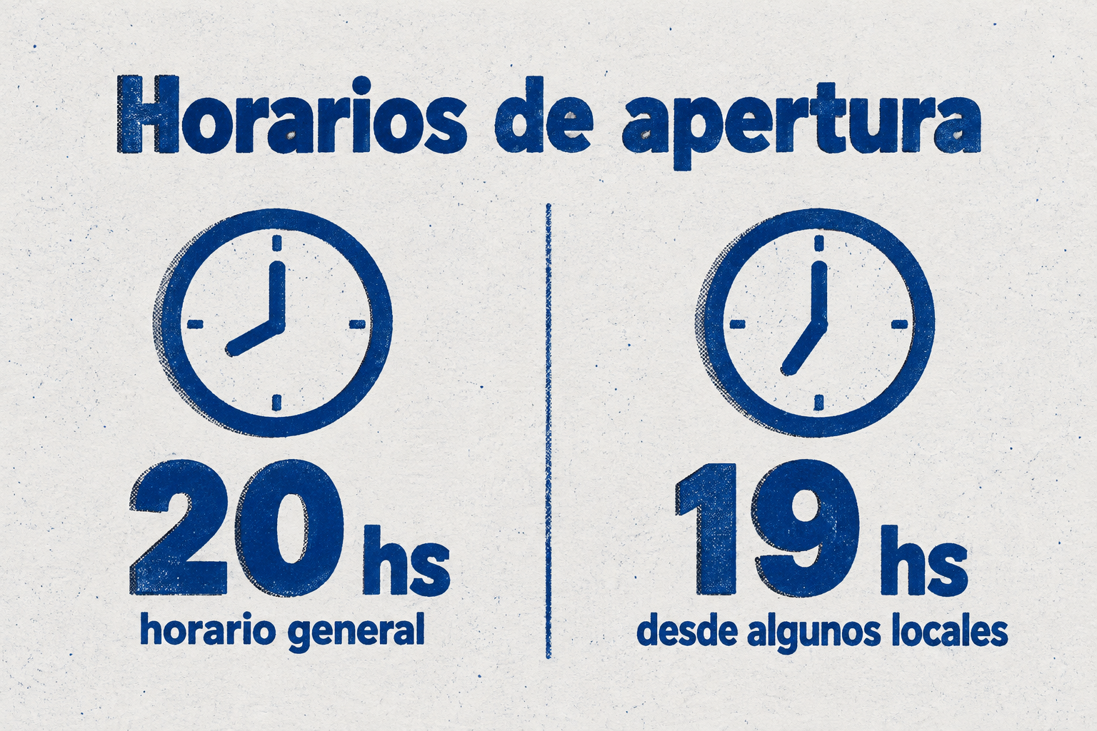 Infografía que compara el horario general de 20 horas con el de algunos locales que abren a las 19.