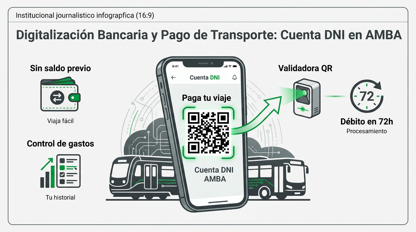 Usuario pagando transporte público con código QR de Cuenta DNI en el AMBA