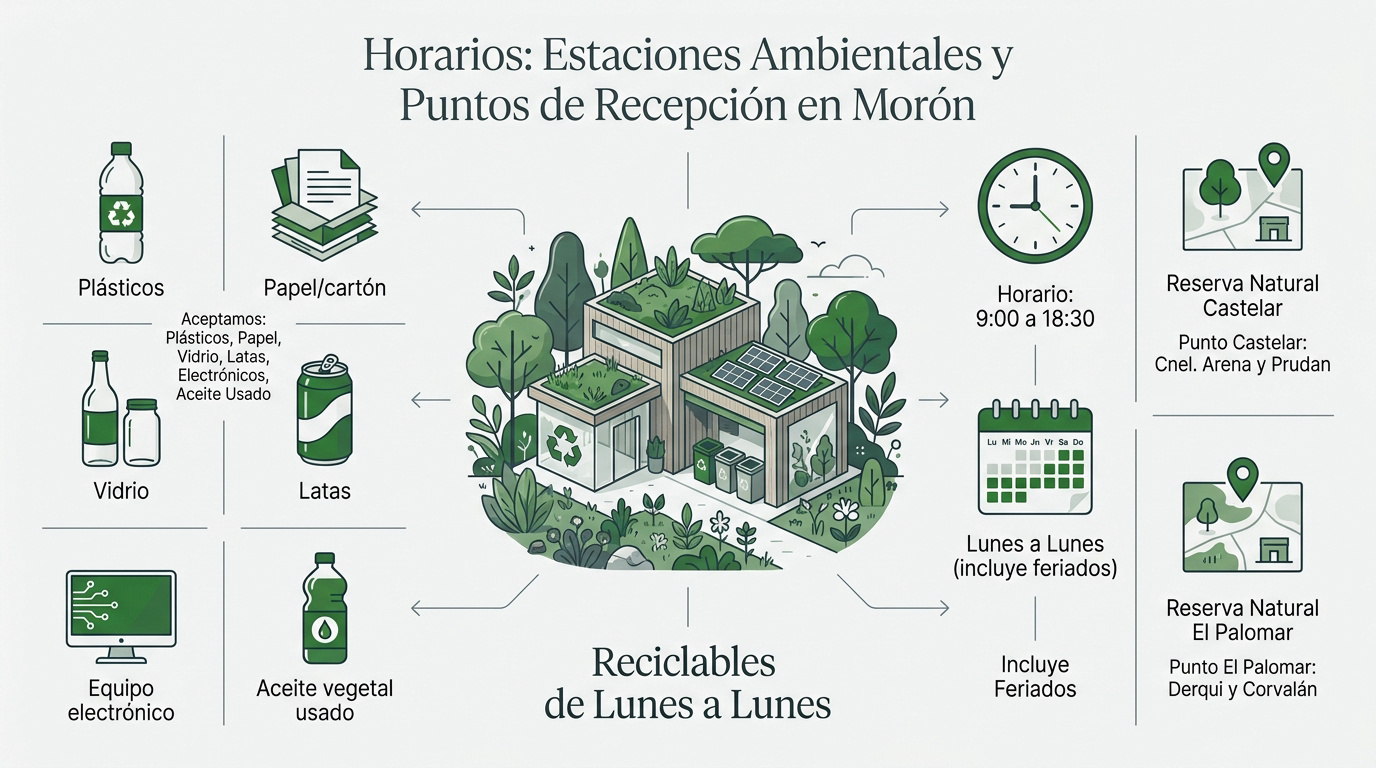 Estación ambiental de reciclaje en Morón con contenedores diferenciados