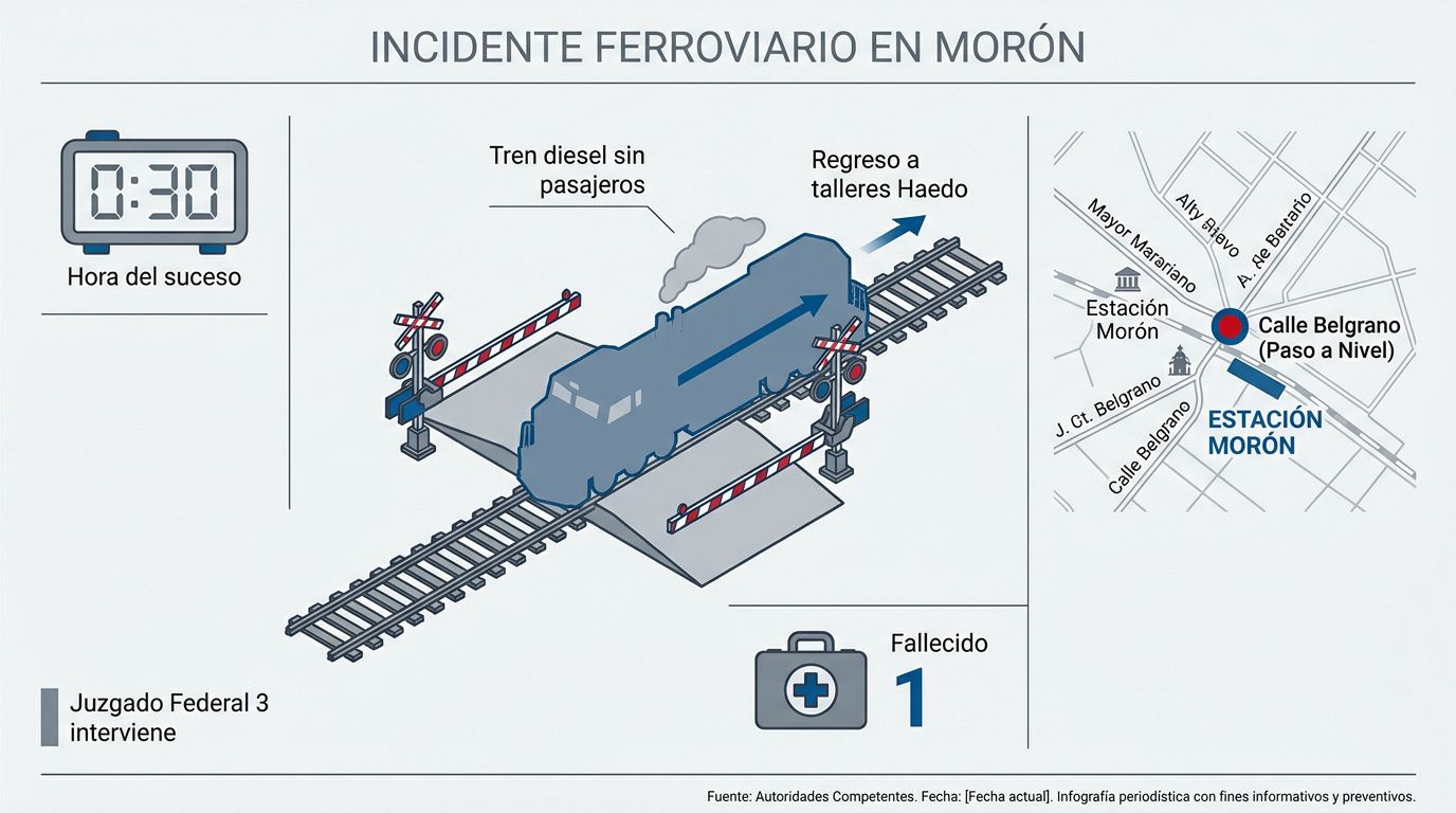 Operativo policial en las vías del tren Sarmiento en Morón tras un arrollamiento fatal