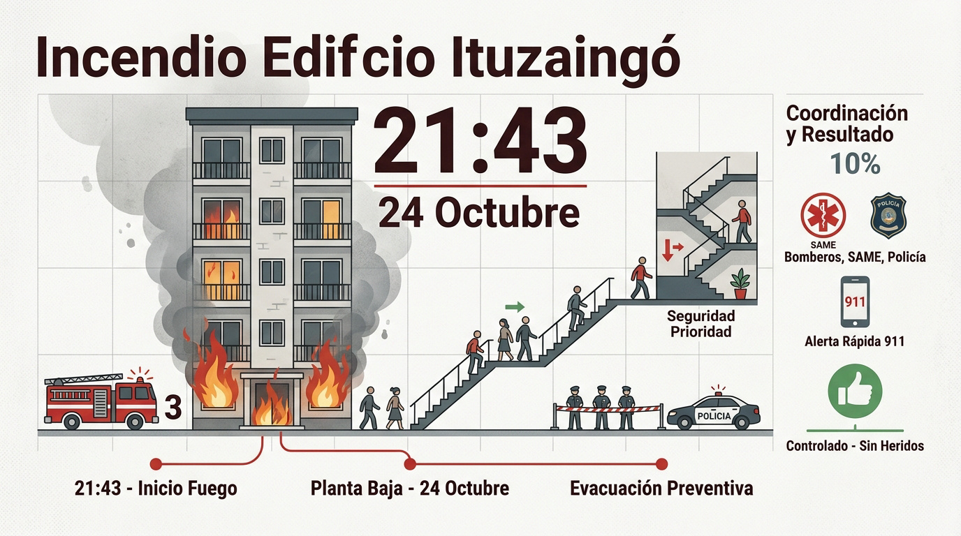Cronología y respuesta del incendio en edificio de Ituzaingó