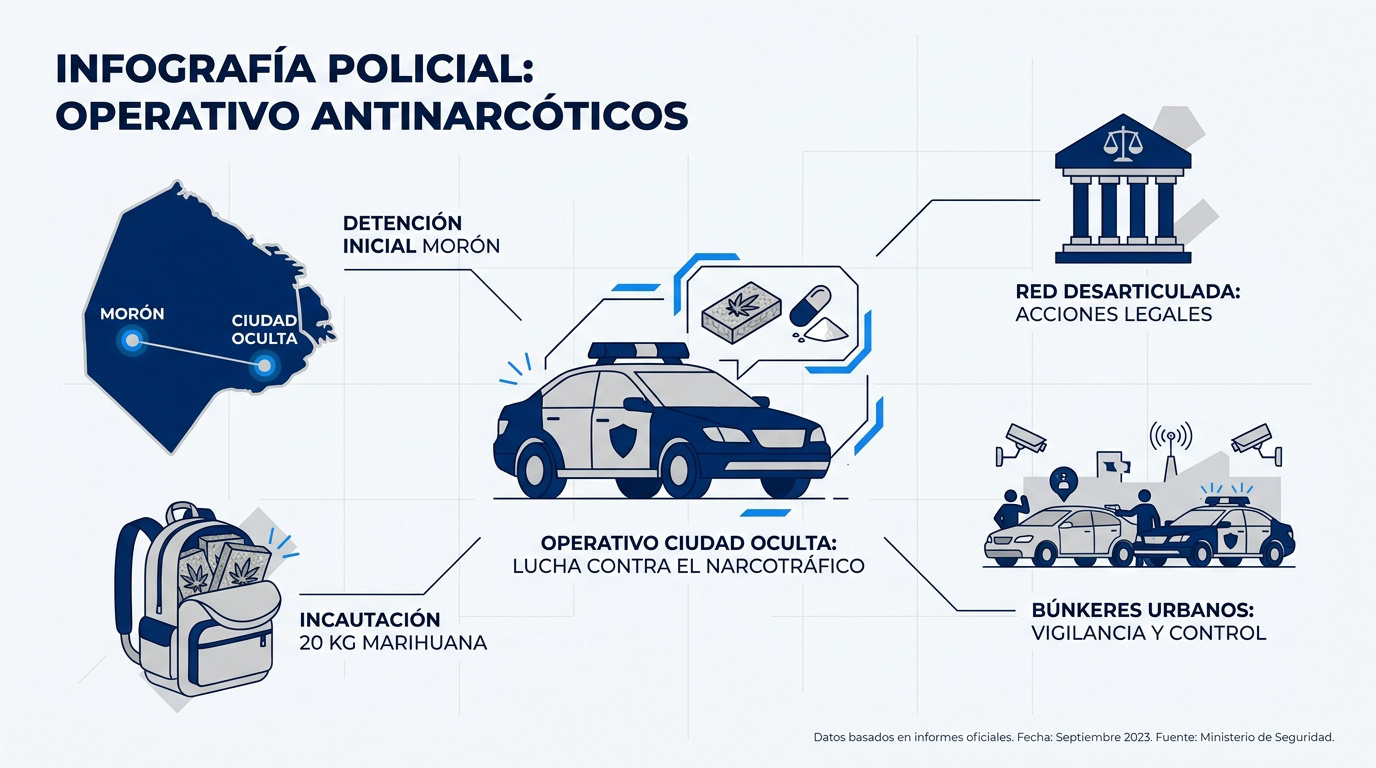 Infografía del operativo policial contra el narcotráfico en Buenos Aires
