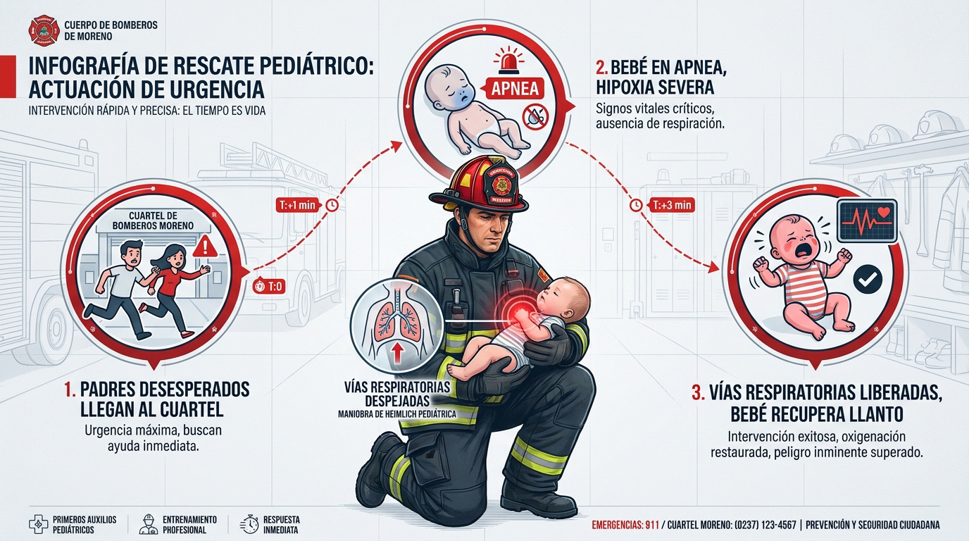 Infografía sobre maniobras de rescate pediátrico y desobstrucción de vías aéreas