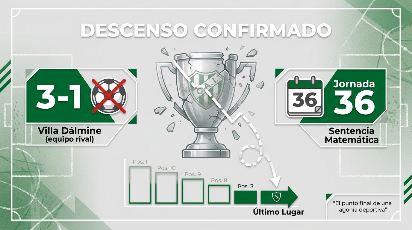 Jugadores de Ituzaingó tras la derrota ante Villa Dálmine que selló el descenso a Primera C