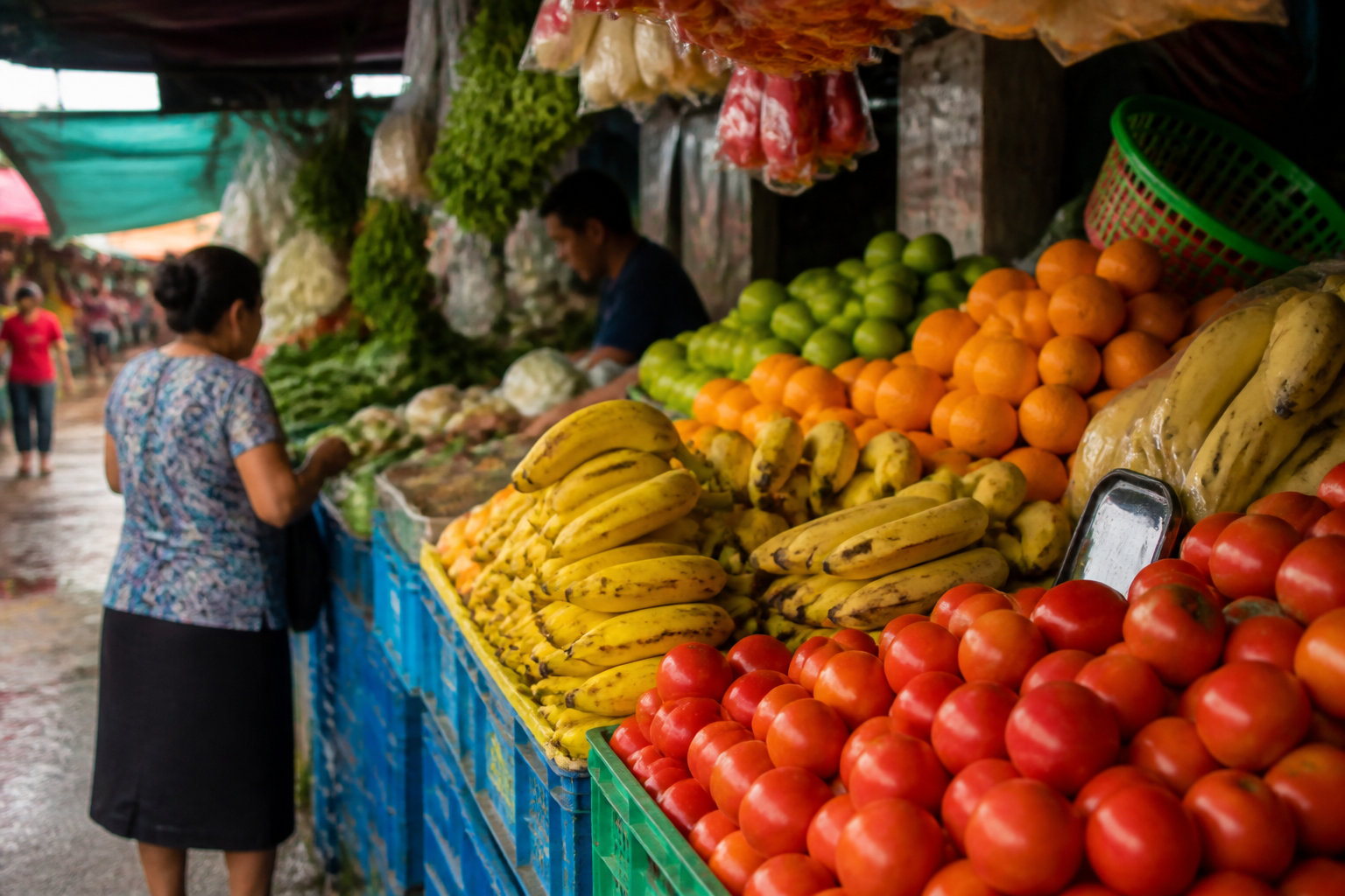 Variedad en frutas, verduras y panificados económicos