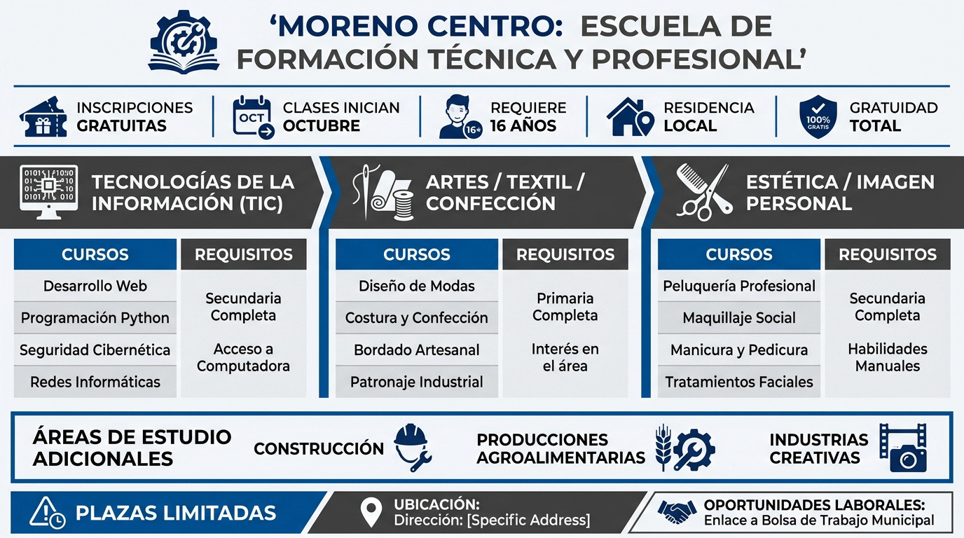 Fachada de la Escuela de Formación Técnica y Profesional en Moreno Centro