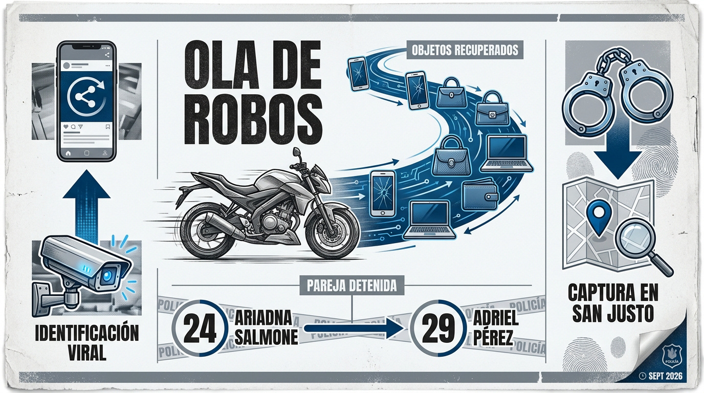 Operativo policial tras detención de pareja por robos en San Justo y Ramos Mejía