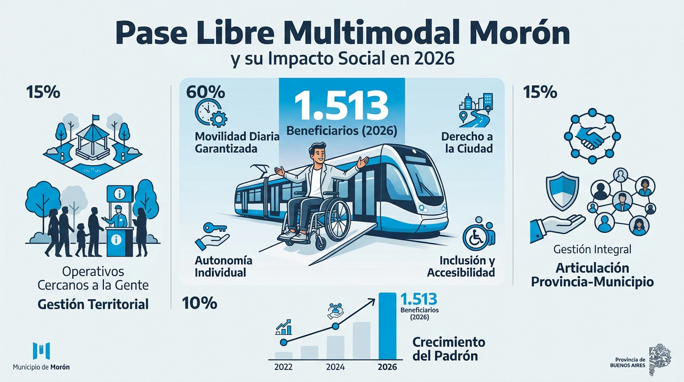 Operativo del Pase Libre Multimodal en Morón con autoridades y vecinos