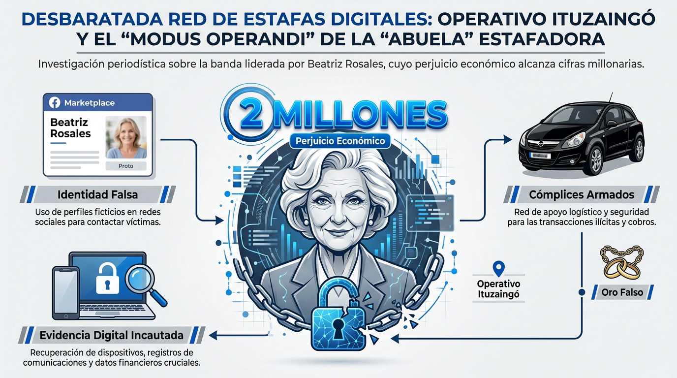 Operativo policial contra estafas digitales en Ituzaingó