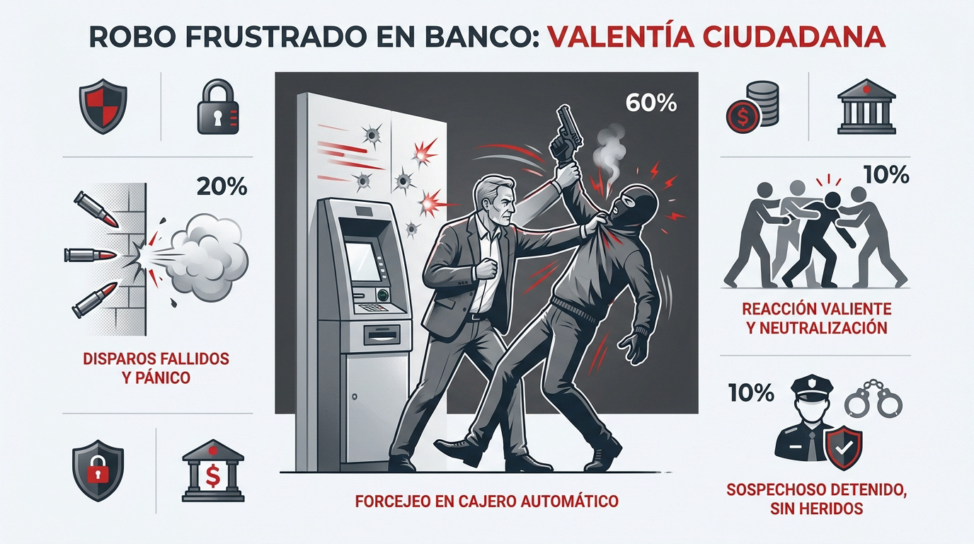 Intervención ciudadana durante intento de robo en cajero de Ramos Mejía